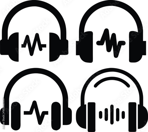 Headphones Vector Icon Audio, Music, and Sound Wave Technology Design