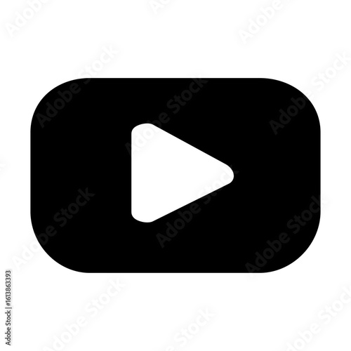 Minimalist play button icon in black and white. A universal symbol for starting video, audio, or multimedia content on websites and apps.