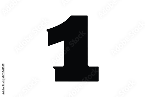 Bold Black Number One Isolated on White Background for Graphic Design silhouette bold black number one