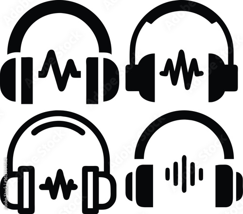 Headphones Vector Icon Audio, Music, and Sound Wave Technology Design