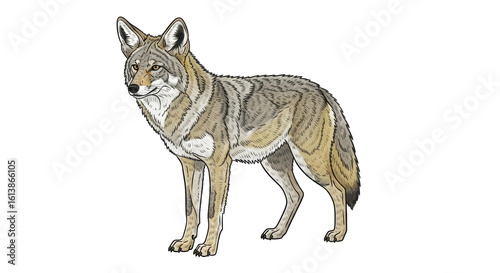 Isolated Coyote Illustration