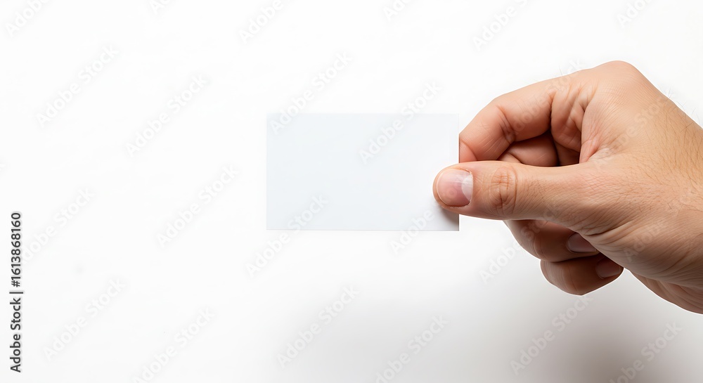 Fototapeta premium Hand Holding a Blank Card on White Background