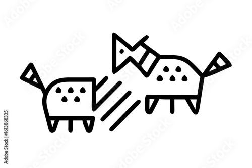 Whimsical Stylized Silhouette of a Playful Fox with a Bushy Tail vector