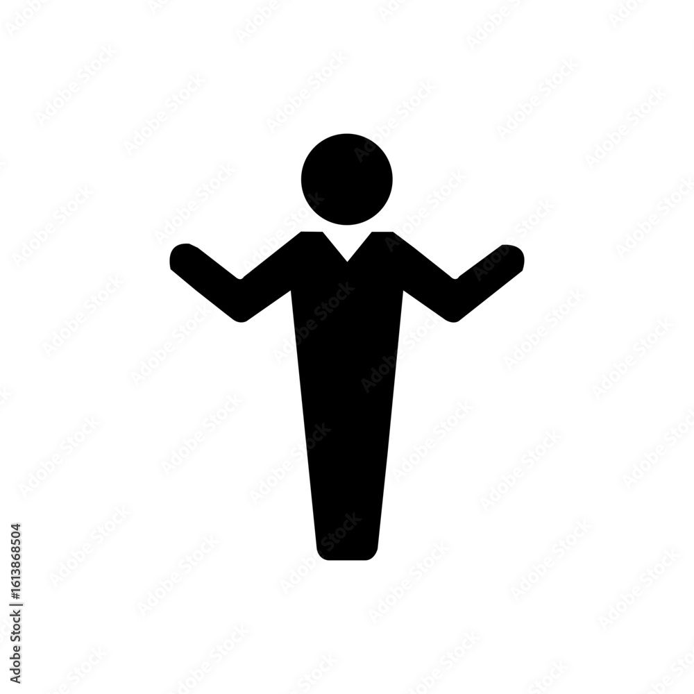 Simple, black and white icon of a person with arms outstretched. Simple, black and white icon of a person with arms outstretched.