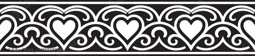 Decorative Heart Border Vector Illustration with Swirls and Flourishes