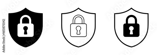 security shield icon with padlock for data protection design