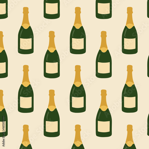 Champagne Bottle Pattern Seamless Festive Holiday Celebration Design