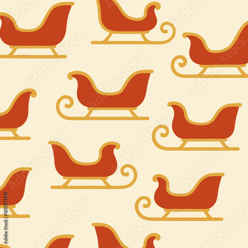 Sleigh Ride Pattern Seamless Winter Holiday Fun Background