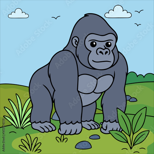 Gorilla Cute Animal Children coloring page