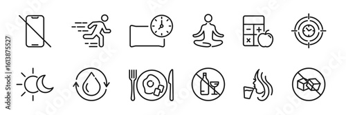 Healthy Lifestyle Icons. Habits icon. Vector