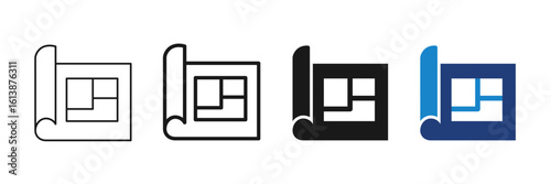 Blueprint Icons Set - Editable Stroke. Vector Solid