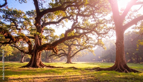 Oak and teak tree sanctuary in a vibrant forest environment