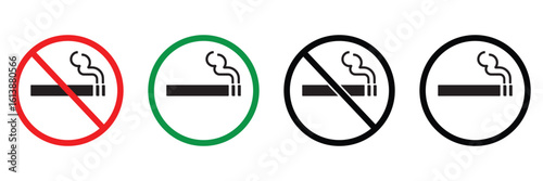 No Smoking and Smoking Area Vector Signs – Smoking Prohibited and Permitted Zone Icons Set
