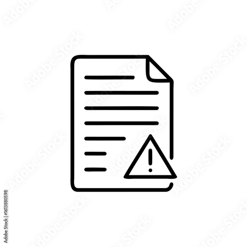 Outline icon document with warning triangle exclamation mark paper text