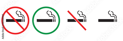 No Smoking and Smoking Area Vector Signs – Smoking Prohibited and Permitted Zone Icons Set
