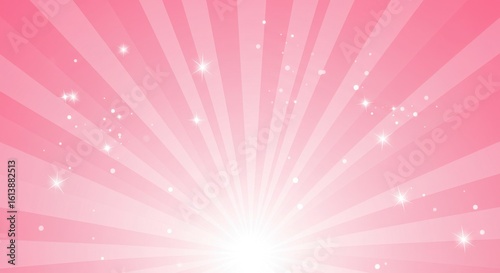 Pink sunburst with sparkling glitter background rays