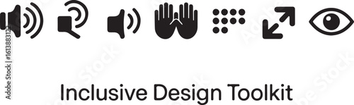 Assistive Tools and Communication Icons – Solid Filled Set for Universal Access Features