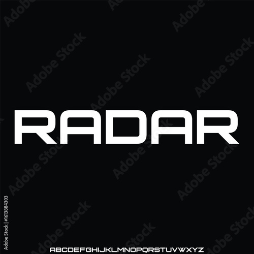Wide modern futuristic radar alphabet display font vector