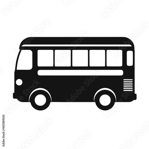 Classic city bus silhouette graphic representation of public transportation isolated on white background