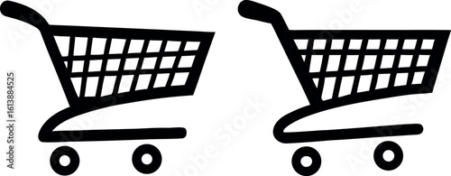 Shopping carts, bags, and baskets vector set in minimal line art style, perfect for retail, market, and ecommerce concepts