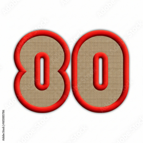 Realistic border design of the number “80”.