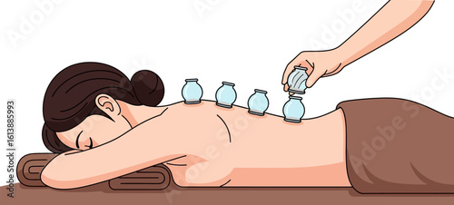 Cupping therapy treatment for back pain and relaxation