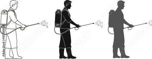 Vector set of agricultural sprayer silhouette illustration