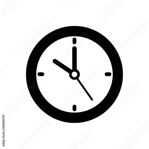 Simple black and white clock icon showing the time as three o'clock.