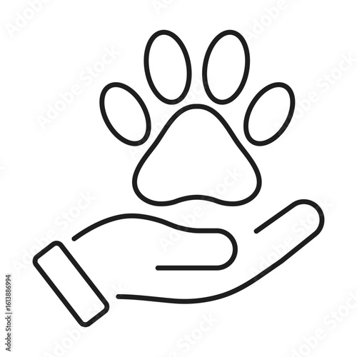 Help for animals line icon.  Charity and donation concept vector illustration