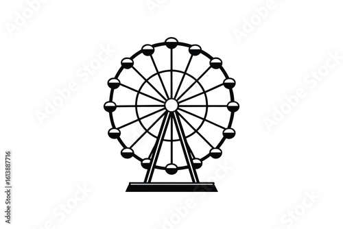 Ferris Wheel Icon in Black and White Silhouette Style a Simple and Clean Design