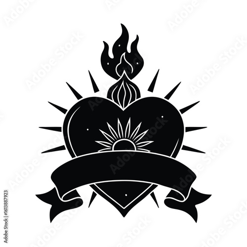 Sacred Heart Banner with Incense and Prayer