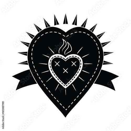 Sacred Heart Banner Stitched by Village Women