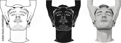 Man receiving a relaxing face massage spa treatment art