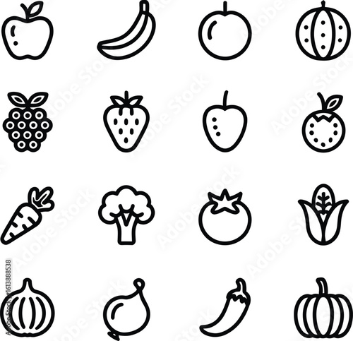 Fruits and Vegetables Vector Illustration