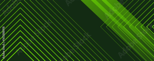 Abstract dark green geometric background with diagonal overlapping lines and arrow patterns. Modern EPS 10