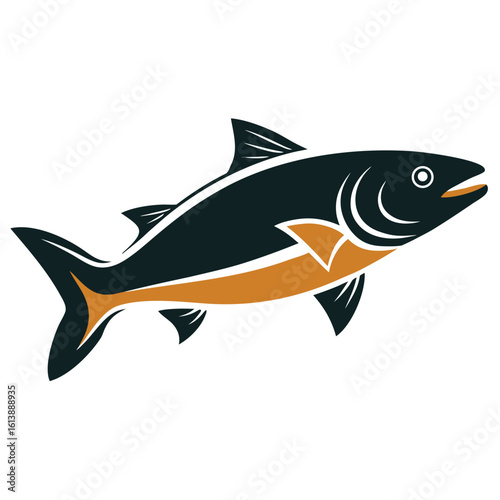 Realistic salmon fish silhouette illustration a single aquatic animal elegantly depicted isolated on white background