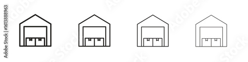 Warehouse icon vector illustration, line design icon. Editable strokes.