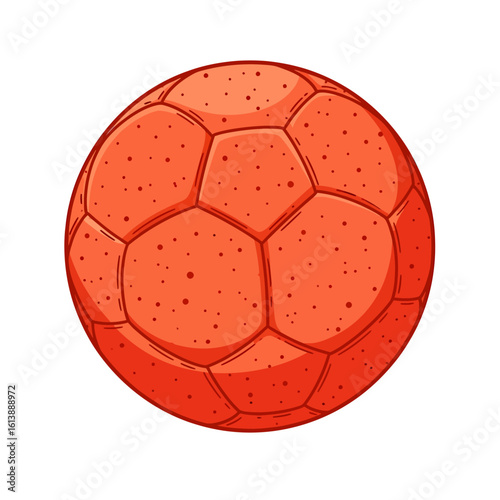 A detailed cartoon illustration of a red textured handball isolated on a white background.