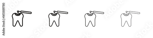 Tooth filling icon vector illustration, line design icon. Editable strokes.