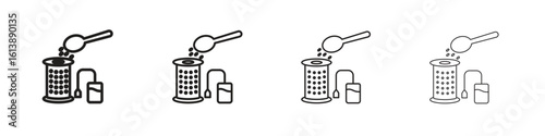 Tea infuser icon vector illustration, line design icon. Editable strokes.