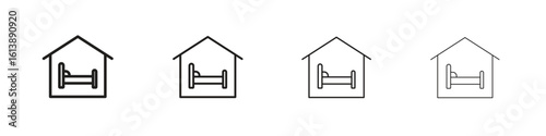 Shelter beds icon vector illustration, line design icon. Editable strokes.