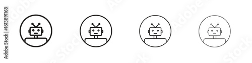 Robot icon vector illustration, line design icon. Editable strokes.