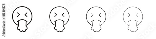 Puking emoji icon vector illustration, line design icon. Editable strokes.