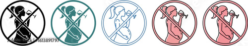 No alcohol during pregnancy warning sign vector image