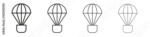 Parachute icon vector illustration, line design icon. Editable strokes.