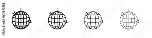 Mirror ball icon vector illustration, line design icon. Editable strokes.