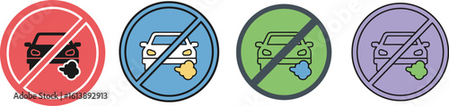 No idling sign car pollution symbol vector illustration