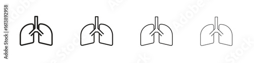 Lungs icon vector illustration, line design icon. Editable strokes.