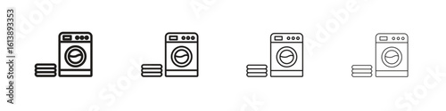 Laundry icon vector illustration, line design icon. Editable strokes.