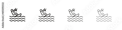 Kitesurf sign icon vector illustration, line design icon. Editable strokes.